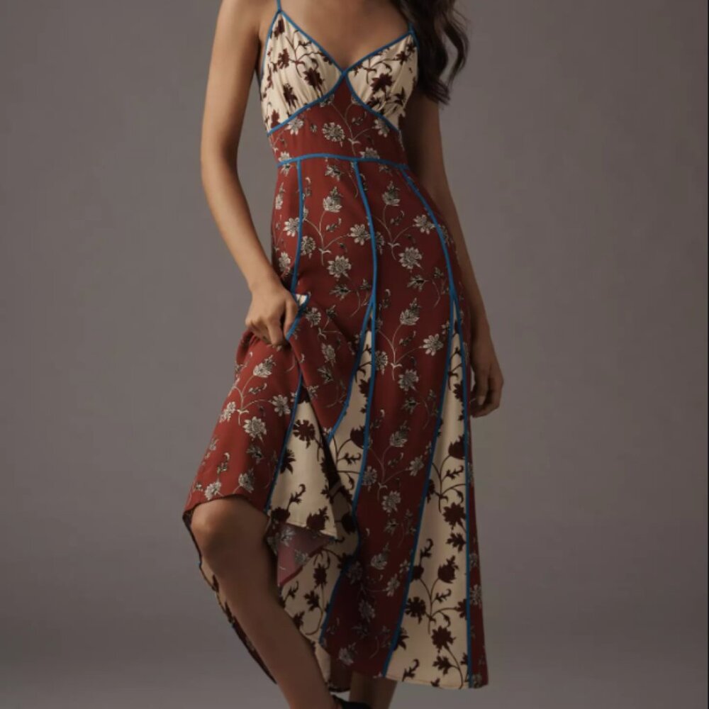 Anthropologie Plenty by Tracy Reese Paneled Godet Midi Dress Size M NWT